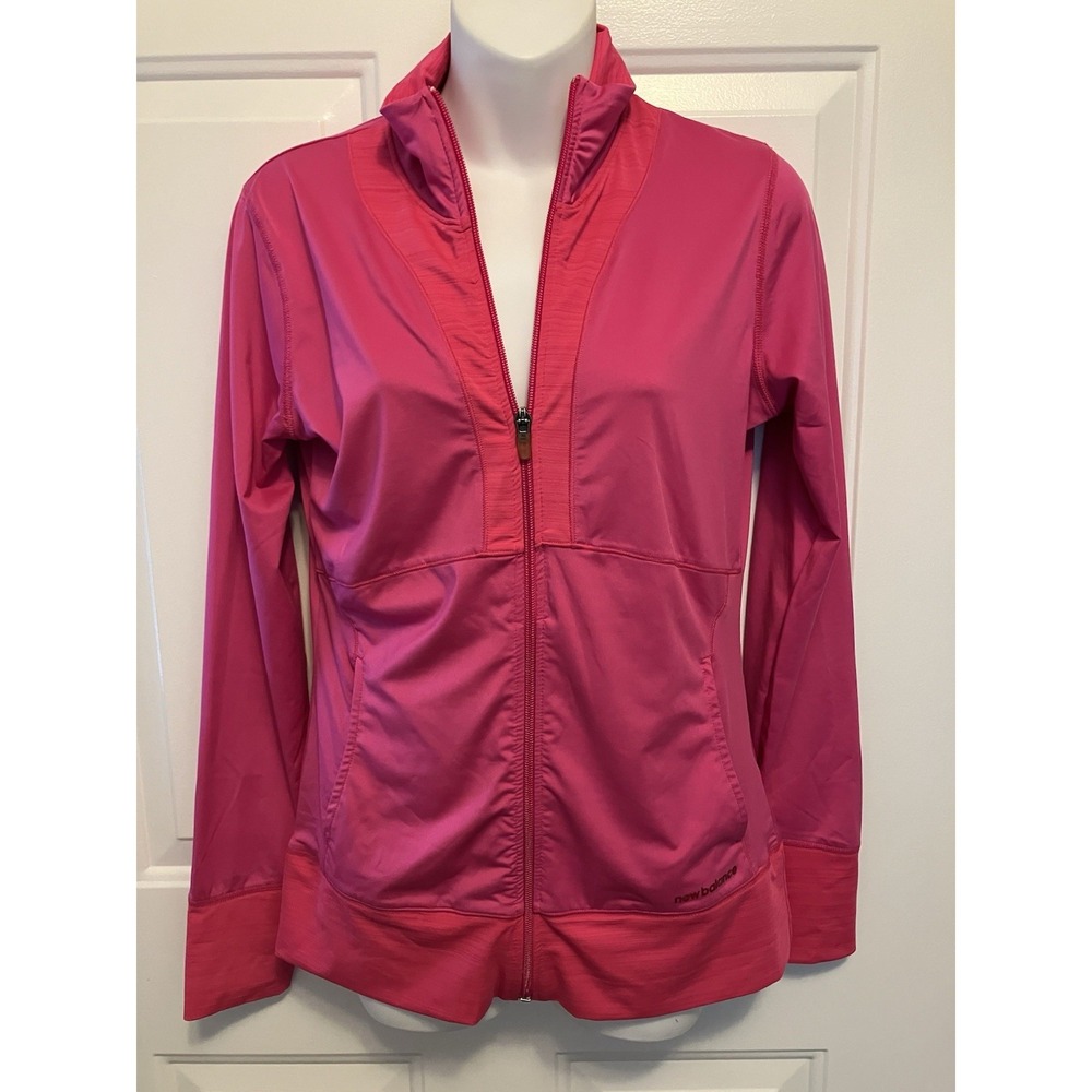 New Balance Jacket S Activewear Neon Hit Pink Logo Full Zip Pockets Women’s